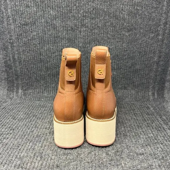 Cole Haan Zerogrand City Wedge Side Zip Ankle Boots Brown Leather Women’s 8 B