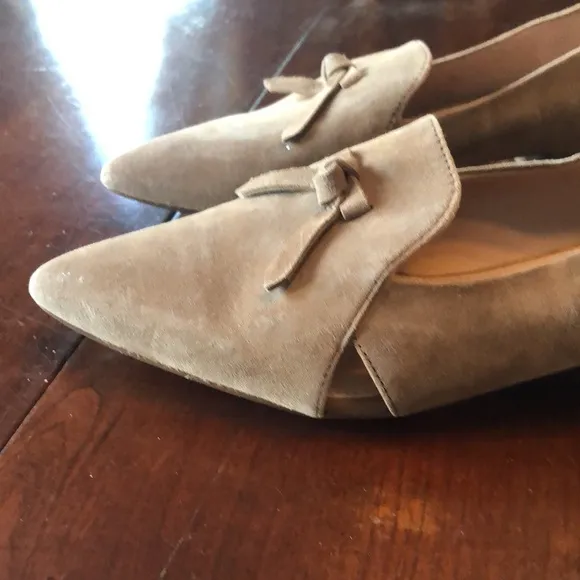 Cole Hann Viola Skimmer Flat oatmeal  6B flats peek a boo sides/bow/slip on