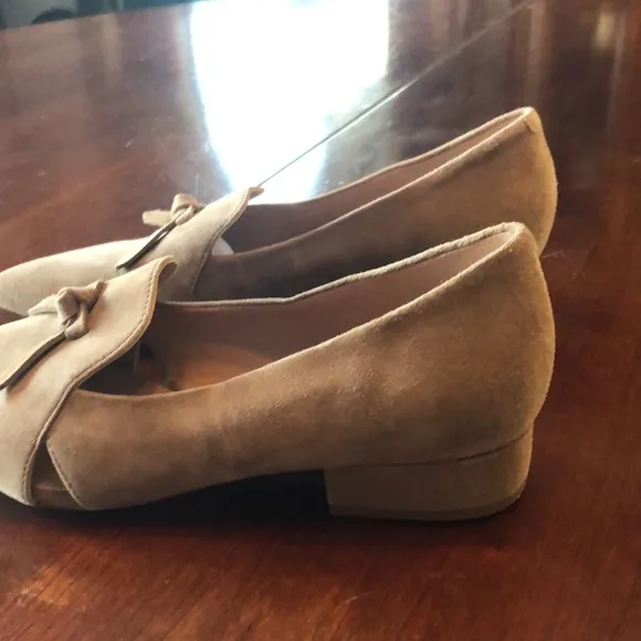 Cole Hann Viola Skimmer Flat oatmeal  6B flats peek a boo sides/bow/slip on