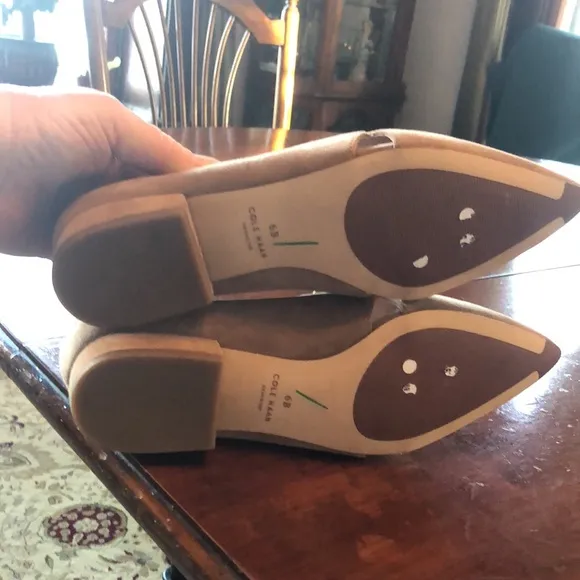 Cole Hann Viola Skimmer Flat oatmeal  6B flats peek a boo sides/bow/slip on