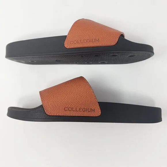 Collegium Slide Sandals Men 12-12.5 Pillar Horween Leather Pebble Grain Orange