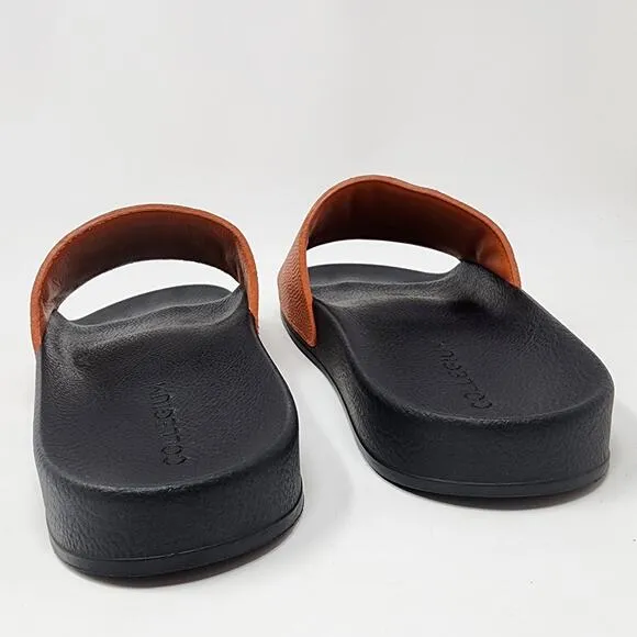 Collegium Slide Sandals Men 12-12.5 Pillar Horween Leather Pebble Grain Orange