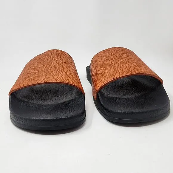 Collegium Slide Sandals Men 12-12.5 Pillar Horween Leather Pebble Grain Orange