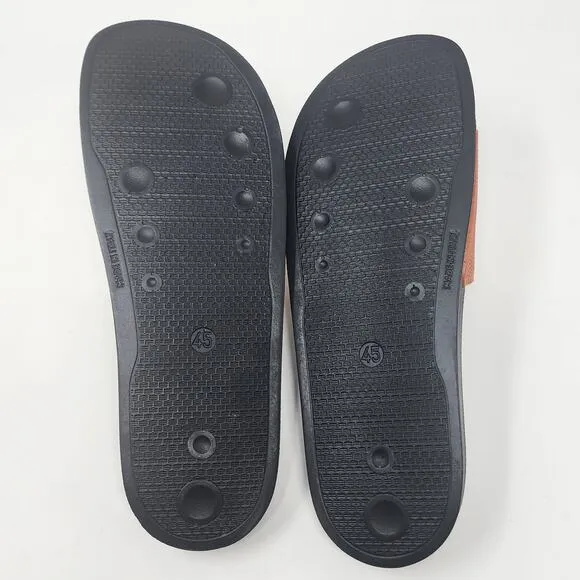 Collegium Slide Sandals Men 12-12.5 Pillar Horween Leather Pebble Grain Orange