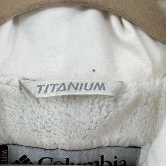 Columbia Titanium Women's Light Tan Insulated Waterproof Hoodie Jacket Size Medi