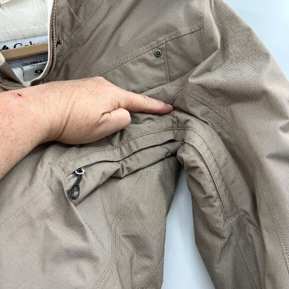Columbia Titanium Women's Light Tan Insulated Waterproof Hoodie Jacket Size Medi