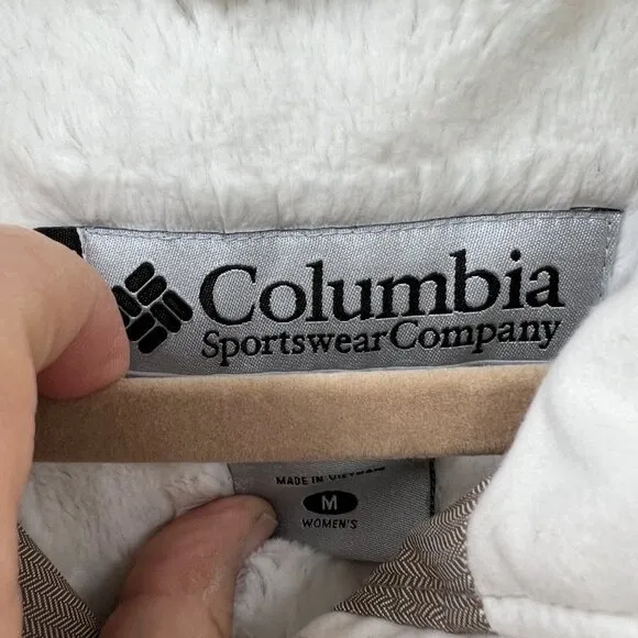 Columbia Titanium Women's Light Tan Insulated Waterproof Hoodie Jacket Size Medi