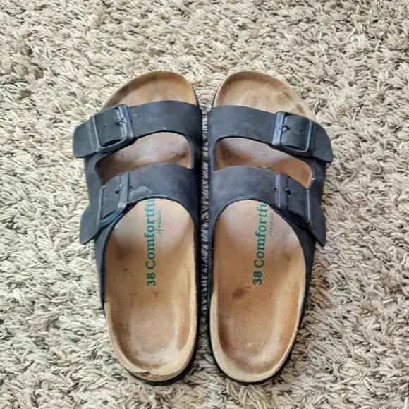 Comfortfusse Bali Leather Two-Strap Sandals sz 38/7-7,5