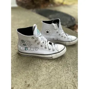 Converse All Star High Top‎ Sneakers &quot;Love Your Mother&quot; Graphic White Woman's 7