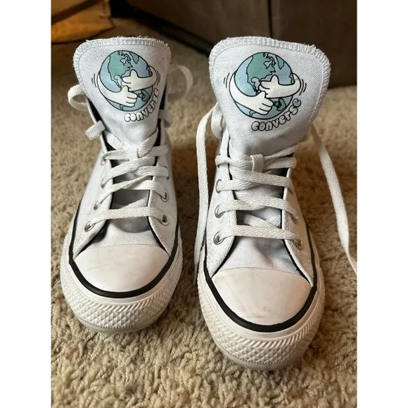 Converse All Star High Top‎ Sneakers &quot;Love Your Mother&quot; Graphic White Woman's 7