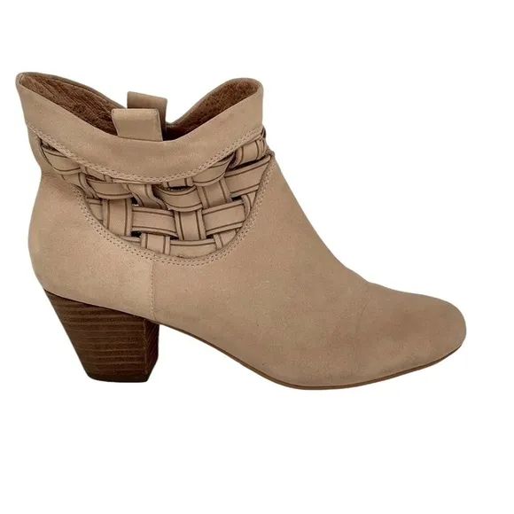 Corso Como Ankle Boots Tan Leather Heeled Booties Weave Size 6.5