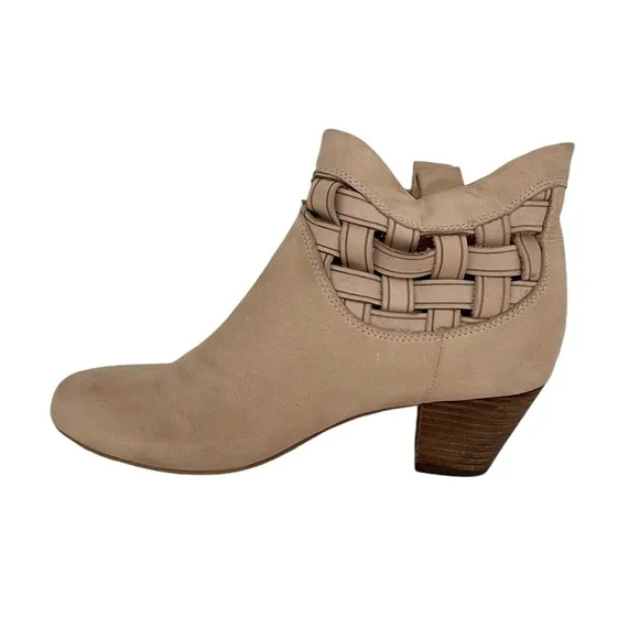 Corso Como Ankle Boots Tan Leather Heeled Booties Weave Size 6.5