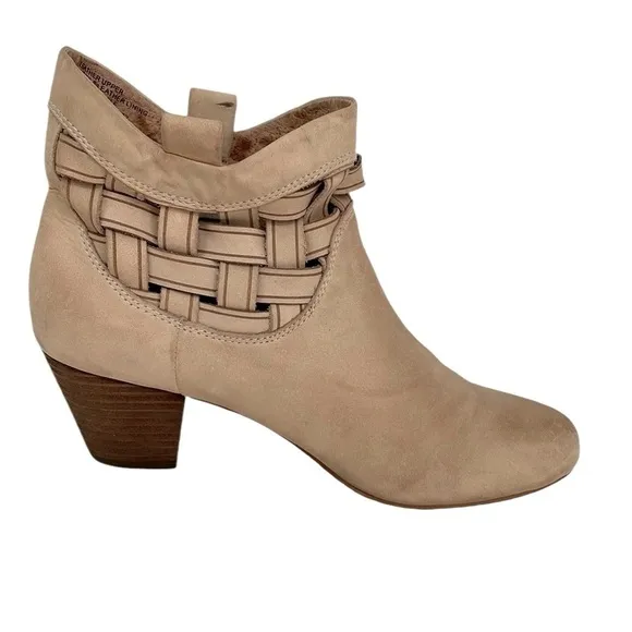 Corso Como Ankle Boots Tan Leather Heeled Booties Weave Size 6.5