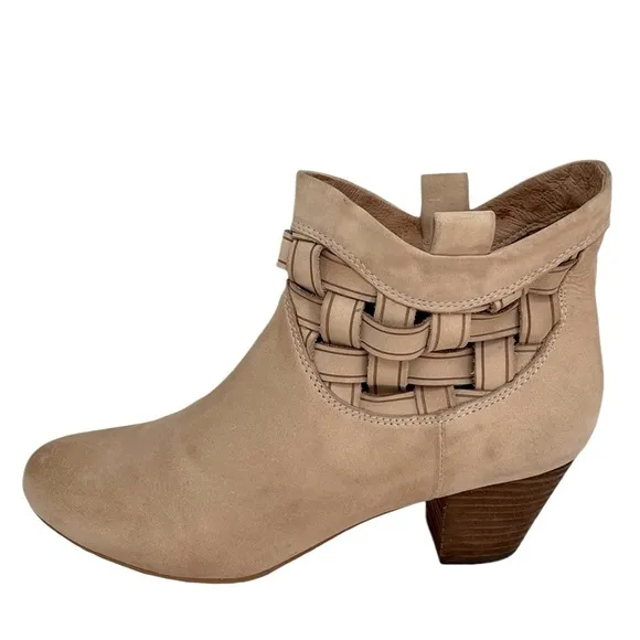 Corso Como Ankle Boots Tan Leather Heeled Booties Weave Size 6.5
