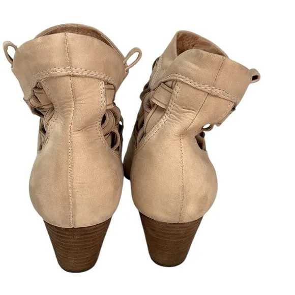 Corso Como Ankle Boots Tan Leather Heeled Booties Weave Size 6.5