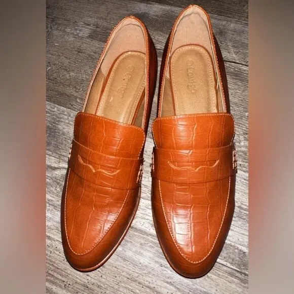 Coutgo Womens Classic Penny Loafers Crocodile Print  sz 9 NEW