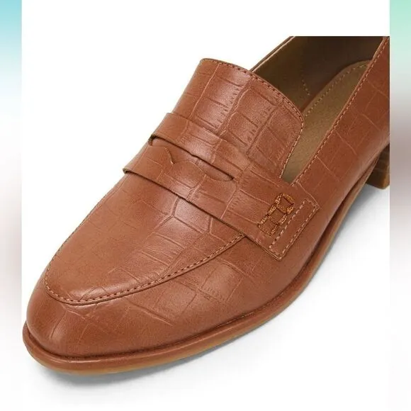 Coutgo Womens Classic Penny Loafers Crocodile Print  sz 9 NEW