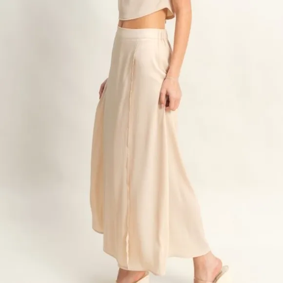 Cream Two-Piece Top And Skirt Set