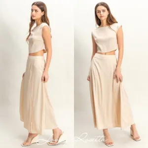 Cream Two-Piece Top And Skirt Set