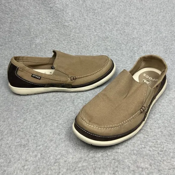 CROCS Canvas Slip On Boat Shoe Loafers Mens 7 /Wmn 9  LIghtweight Casual Beach