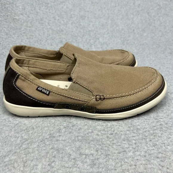 CROCS Canvas Slip On Boat Shoe Loafers Mens 7 /Wmn 9  LIghtweight Casual Beach