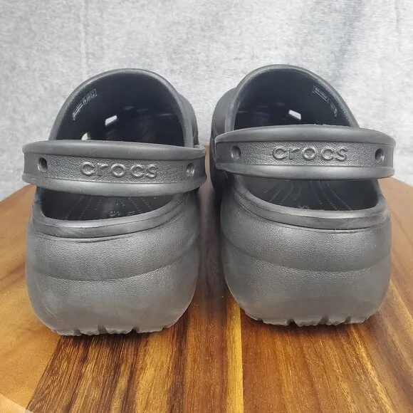 Crocs Classic Bae Women's 11 Black Slip On Chunky Platform Sandals Clogs