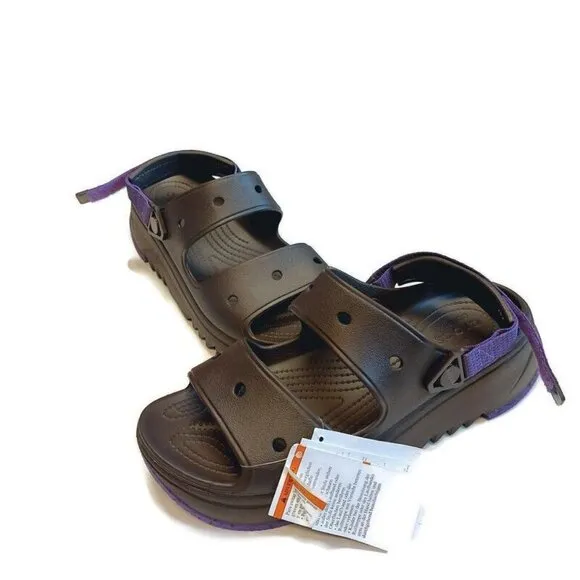 CROCS Classic Hiker Xscape Sandals Mens Size 10 Womens 12 Espresso Neon Purple