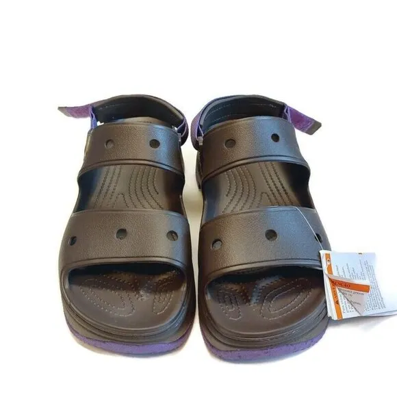 CROCS Classic Hiker Xscape Sandals Mens Size 10 Womens 12 Espresso Neon Purple