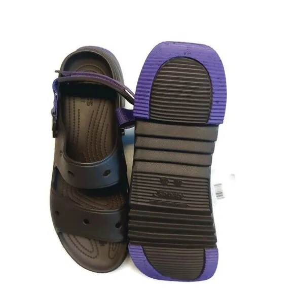 CROCS Classic Hiker Xscape Sandals Mens Size 10 Womens 12 Espresso Neon Purple