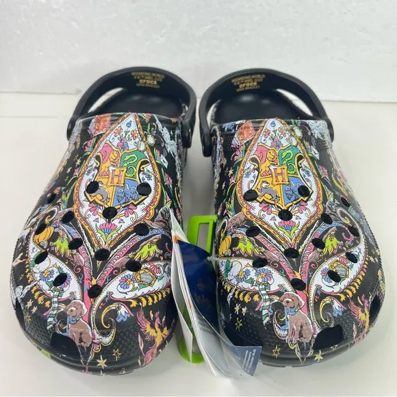 CROCS Harry Potter Limited Edition Black Loafers Slip-Ons with Paisley Design