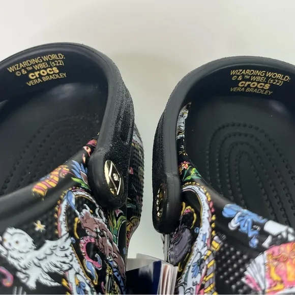 CROCS Harry Potter Limited Edition Black Loafers Slip-Ons with Paisley Design
