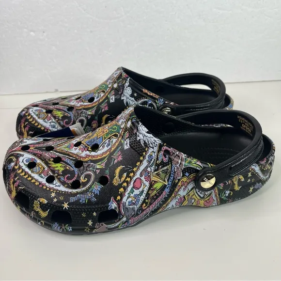 CROCS Harry Potter Limited Edition Black Loafers Slip-Ons with Paisley Design