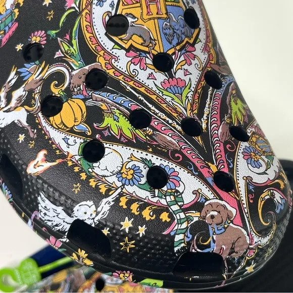 CROCS Harry Potter Limited Edition Black Loafers Slip-Ons with Paisley Design
