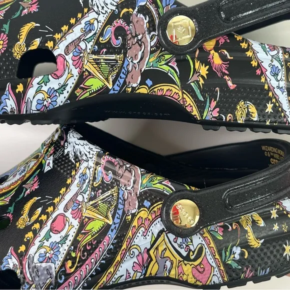 CROCS Harry Potter Limited Edition Black Loafers Slip-Ons with Paisley Design
