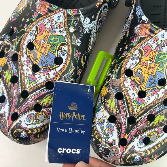 CROCS Harry Potter Limited Edition Black Loafers Slip-Ons with Paisley Design