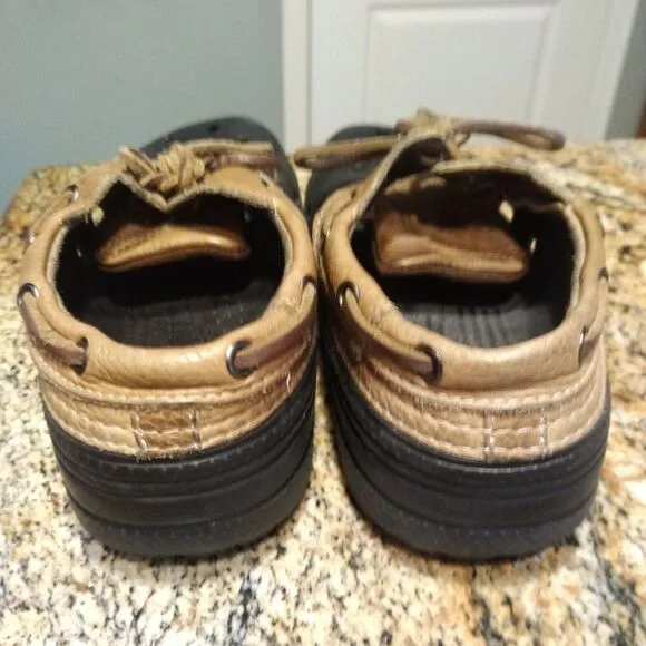 Crocs Islander Sport Pitcrew Black Brown Leather Sandals Lace up Size M6/W8