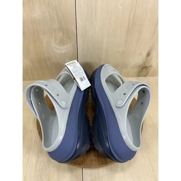 Crocs Mega Crush Matte Grey Blue Chunky Platform Sandals Unisex Womens 11 Mens 9