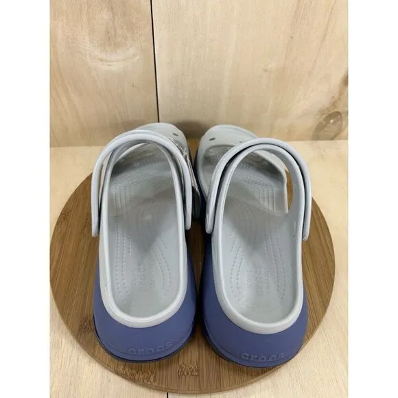 Crocs Mega Crush Matte Grey Blue Chunky Platform Sandals Unisex Womens 11 Mens 9
