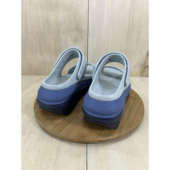 Crocs Mega Crush Matte Grey Blue Chunky Platform Sandals Unisex Womens 11 Mens 9