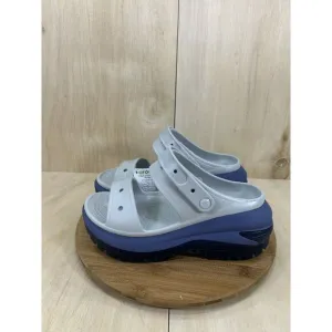 Crocs Mega Crush Matte Grey Blue Chunky Platform Sandals Unisex Womens 11 Mens 9