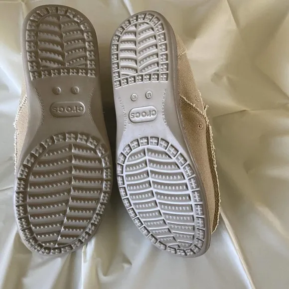 Crocs Men's Santa Cruz Loafer Slip‎ On 10128-261 Shoes Canvas Sand Size 10 New