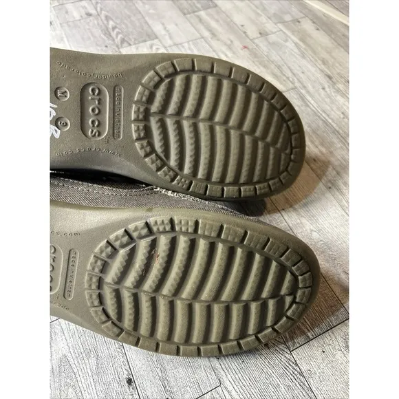 Crocs Mens Santa Cruz Lux 2 Khaki Tan Slip On Shoes Size Men's M9 Pre Owned