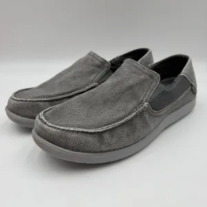 Crocs Santa Cruz Mens Size 12 Canvas Slip-On Loafers Gray