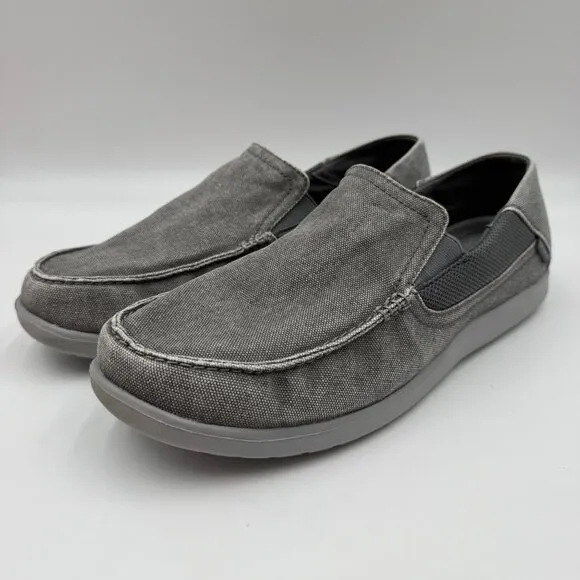 Crocs Santa Cruz Mens Size 12 Canvas Slip-On Loafers Gray