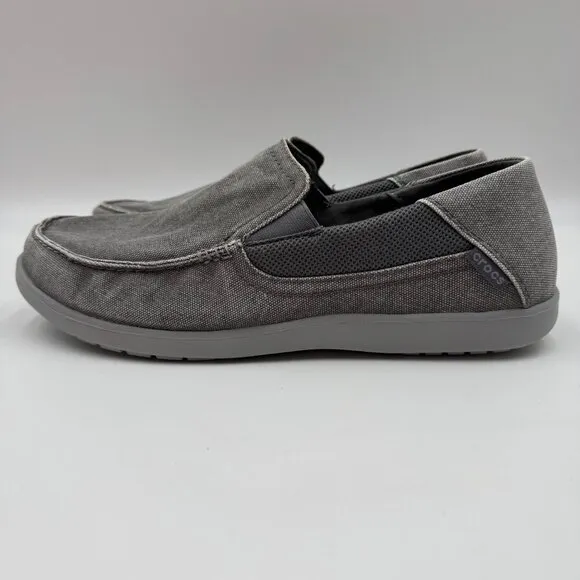 Crocs Santa Cruz Mens Size 12 Canvas Slip-On Loafers Gray