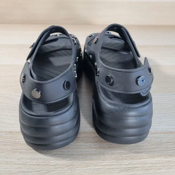 Crocs Skyline Studded Sandals Womens Size 10 Black Chunky Sole Platform Slides