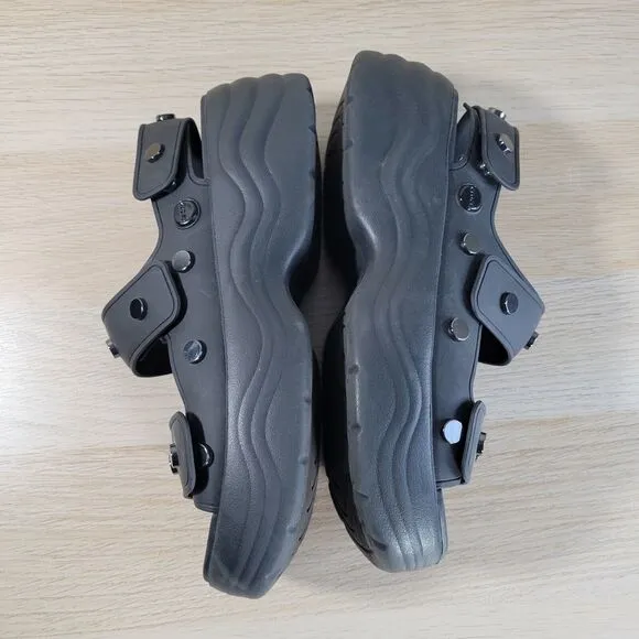 Crocs Skyline Studded Sandals Womens Size 10 Black Chunky Sole Platform Slides