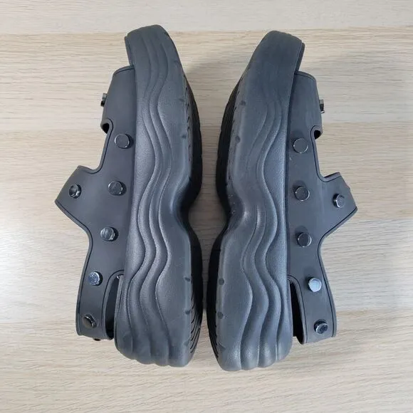 Crocs Skyline Studded Sandals Womens Size 10 Black Chunky Sole Platform Slides