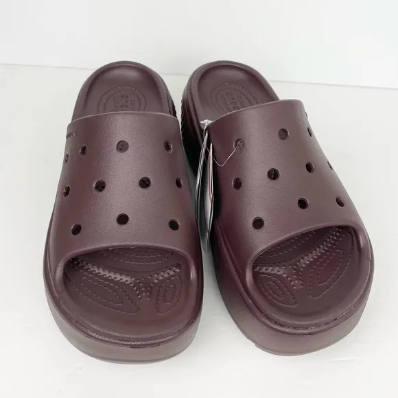 Crocs Stomp Platform Slides Coffee Mocha Brown