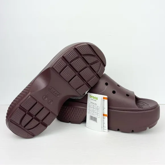 Crocs Stomp Platform Slides Coffee Mocha Brown